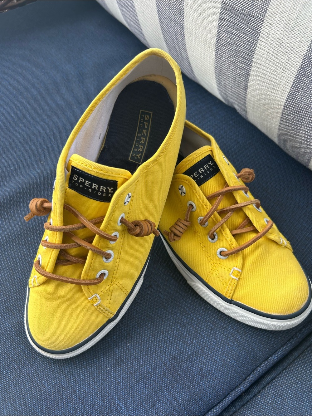 Sperry Bright Yellow Canvas Boat Shoes with Leather Laces